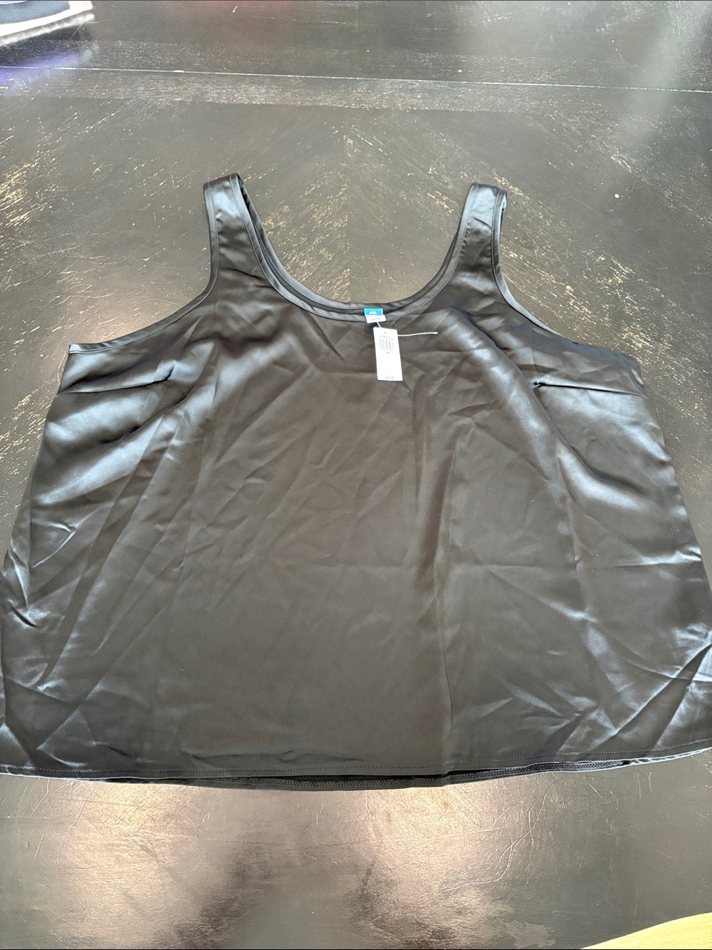 Old Navy Black Satin Scoop Neck Tank Top